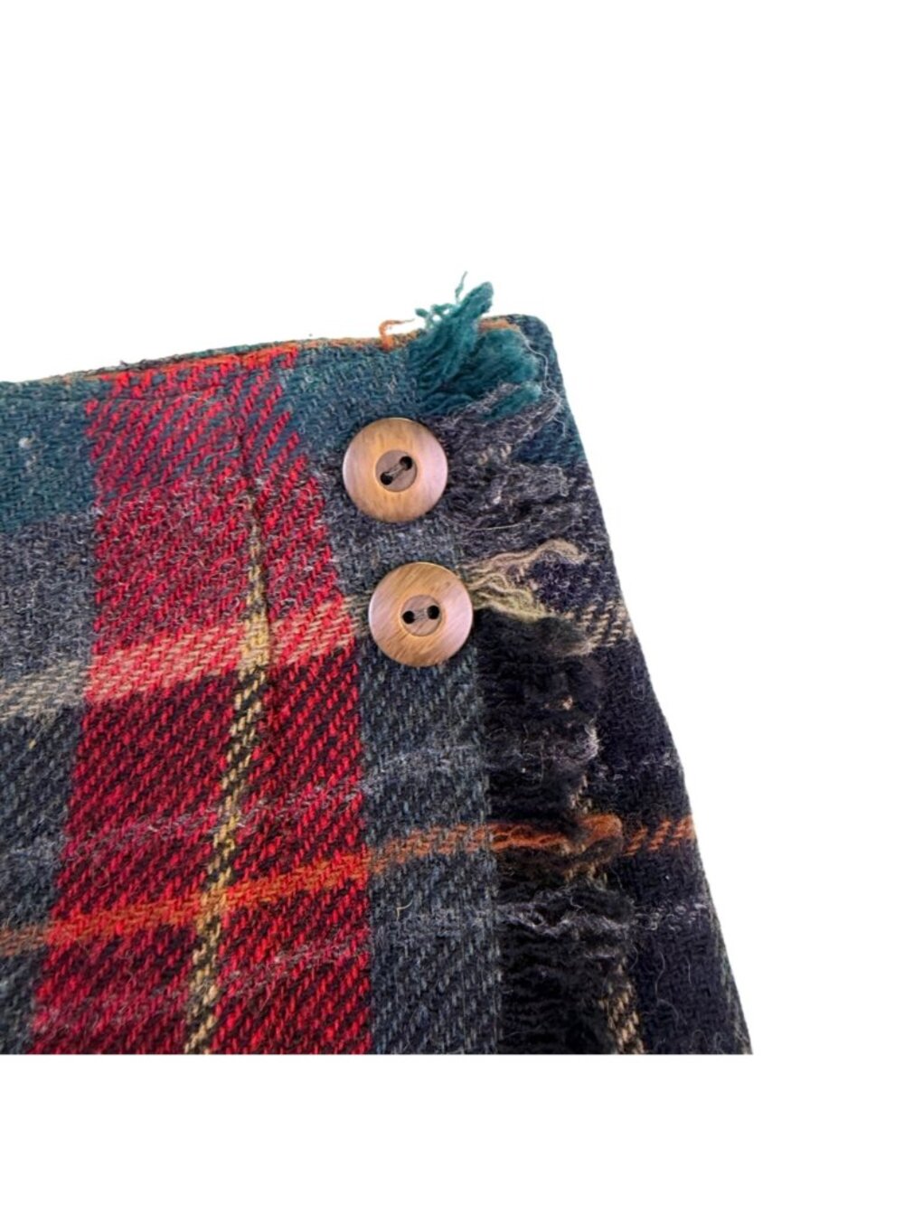 Talbots Womens Red & Green Plaid Wool Midi Skirt Button Accent Size 8 Petite image 3